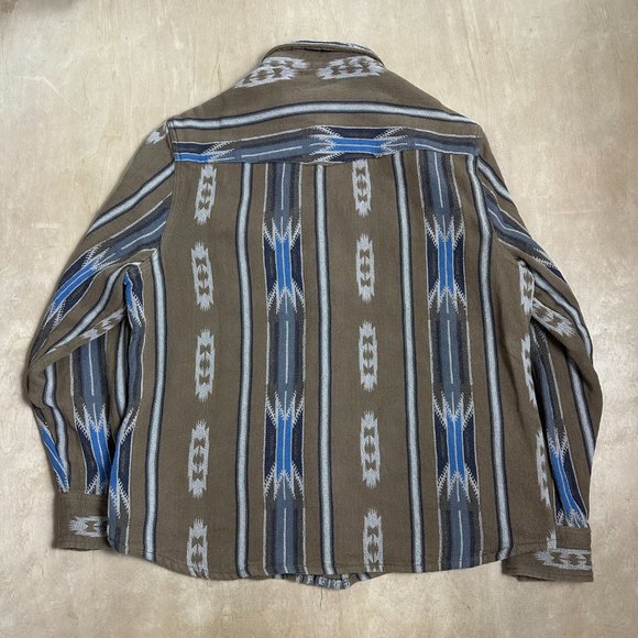 Flint And Tinder Shirt Mens 2XL Pearl Snap Long Sleeve Brown Aztec Western - Picture 4 of 4